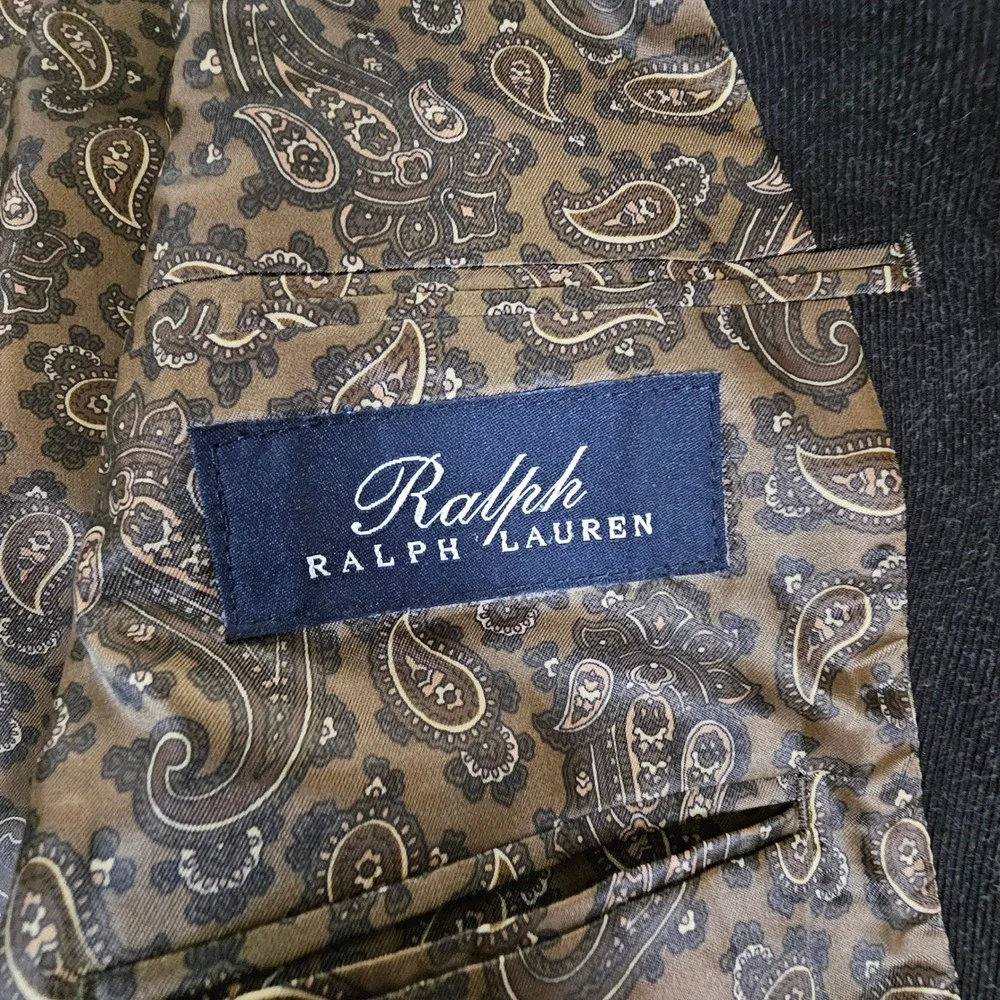 Ralph Ralph Lauren Mens 48R Brown Corduroy Blazer Paisley Lining 3 Button Jacket